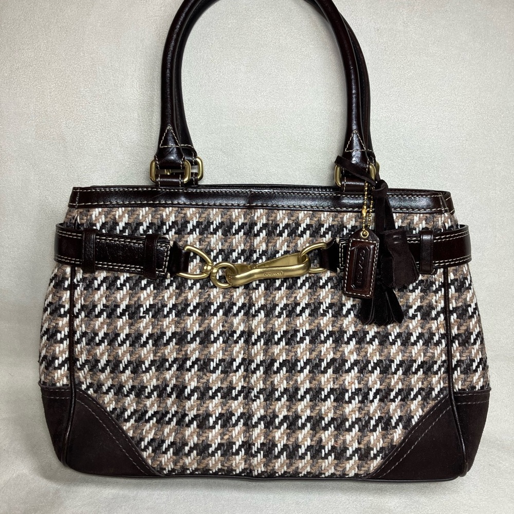 Coach Vintage Leather And Tweed Satchel Bag